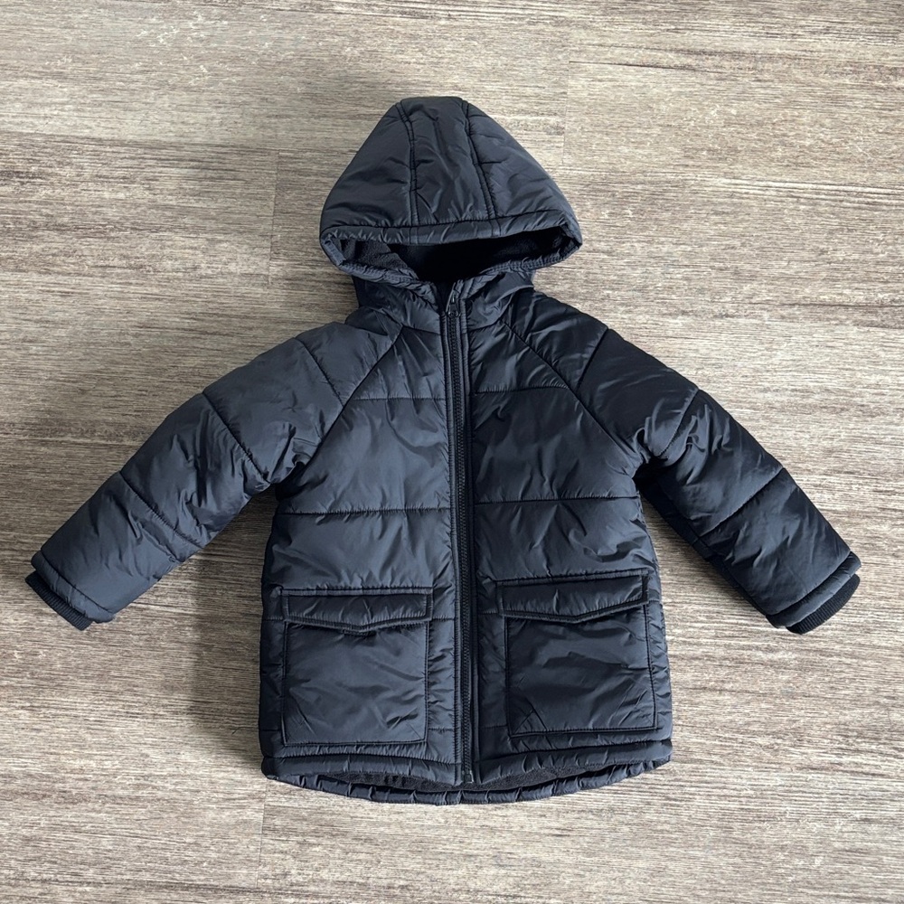Toddler Black Hooded Puffer Jacket